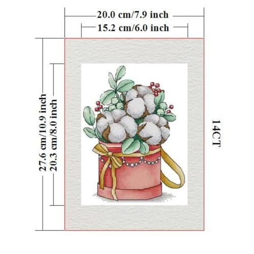 Image of Stamped Cross Stitch Kits Full Range of DIY Needlepoint for Adult Beginners Pattern, for Gift and Home Decor 14CT 2 Strands Winter Bouquet,7.9x11 inch