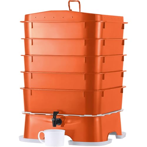 Original Vermihut ® Plus 5 - Bandeja compostadora de gusanos de terracota, diseño sostenible tanto para interiores como exteriores, contenedor de compostaje de lombrices para iniciador de
