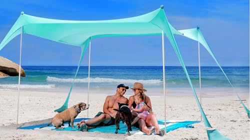 Image of SUN NINJA Beach Tent Sun Shelter, Beach Shade Canopy with UPF50+ Protection