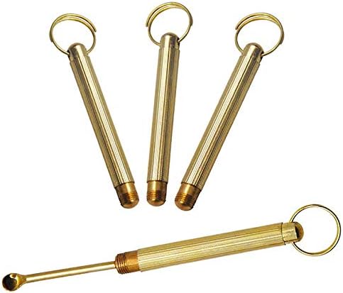 2-pack Snuff Spoon Wax Tool Keychain with Cover Portable Pendant Gold