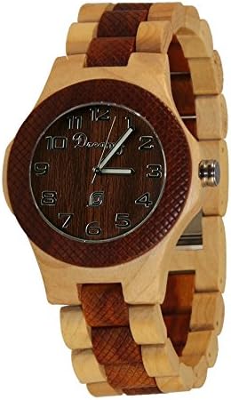 Dreamy maple with cherry color collocation, Sculptured circle design wood watch unisex