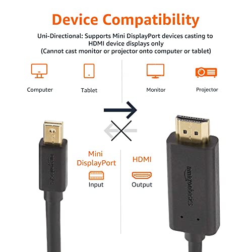 Amazon Basics HDMI to Mini DisplayPort Display Cable, 1080p, Gold-Plated Plugs, 1.83 m, Black - Image 5