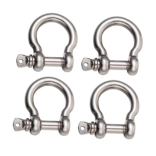 MUCKLILY Practical Stainless Steel Shackles Lifting Locks 4pcs Horseshoe D-Ring Shackles for Marine Boat and Home
