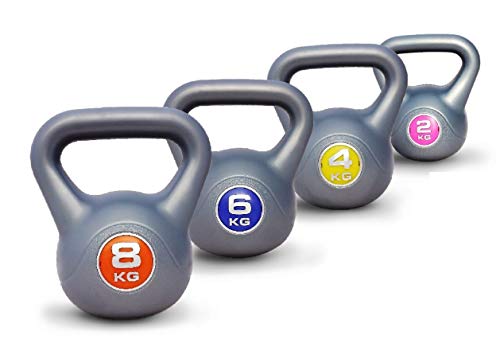 UK Fitness home gym kettlebell set weights 2kg 4kg 6kg 8kg 10kg 12kg 14kg kettle bells exercise equipment for home use (2kg+4kg+6kg+8kg)