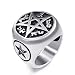 Elfasio Men Stainless Steel Rings The Seal of Solomon Pentacle of Solomon The King Key of Solomon Seal Symbol Wiccan Jewelry