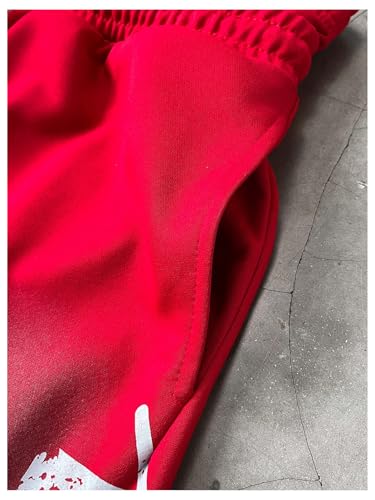 Men's Wide Leg Baggy Sweatpants Letter Graphic Distressed Drawstring Jogging Pants4