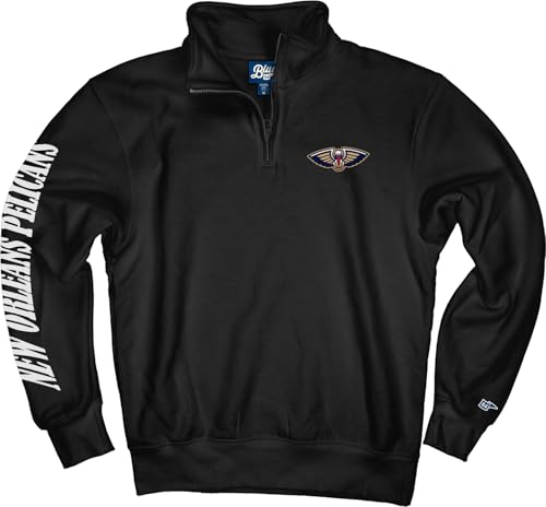 Blue 84 New Orleans Pelicans NBA Officially Licensed Quarter Zip Sweatshirt Sleeve Black, Small