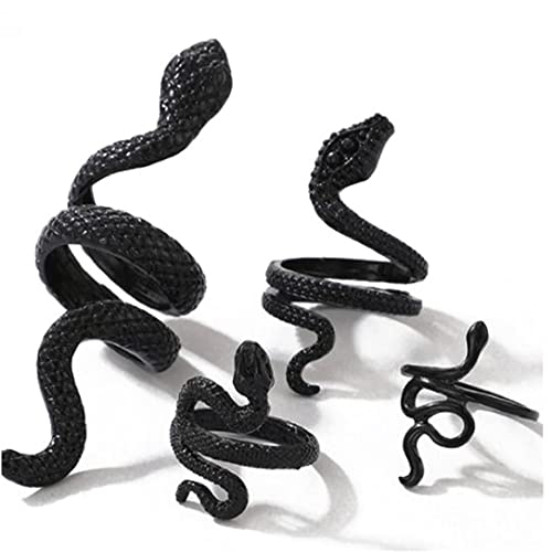 Vintage Snake Ring Für Frauen Männer, 4 Stcs Gothic Schlangenwickel Ring Punkstil Tier Kobra Finger Ring Verstellbarer Statement Ring Schmuck Schmuck Cover