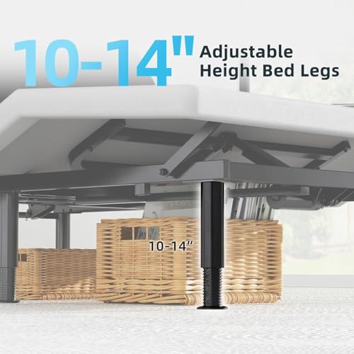 Image of Queen Adjustable Bed Base Frame, Massage & Wireless Remote, Dual USB Ports,Ergonomic Upholstered Bed Frame, Lift Motor, Under Bed Lighting, Independent Head and Foot Tilt
