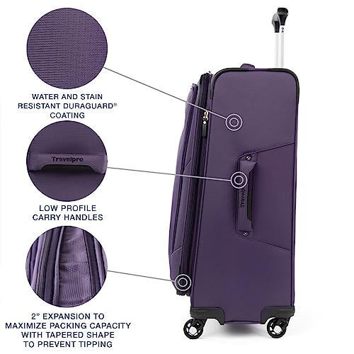 Travelpro Maxlite 5 Softside Expandable Luggage With 4 Spinner Wheels, Lightweight Suitcase, Men And Women, Imperial Purple, Checked-Medium 25-Inch #TOP2