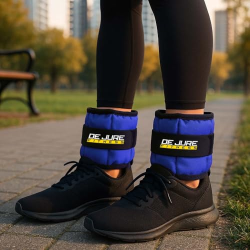 Image of De Jure Fitness Adjustable Ankle & Wrist Weights Pair (0.5KG x 2) for Men & Women | Strength Training, Walking, Running, Workout, Yoga | Comfortable, Durable | (Blue.)