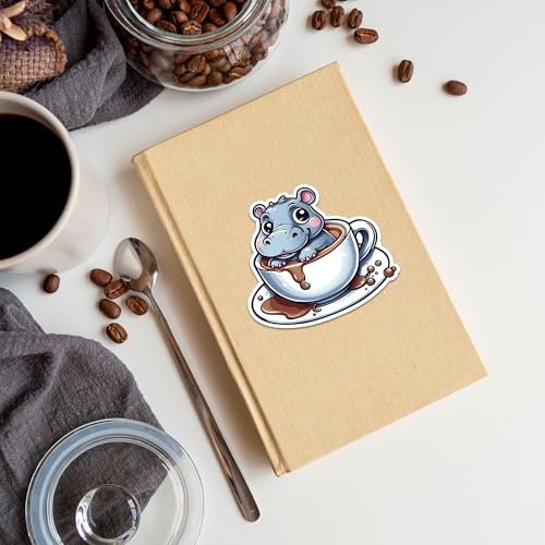 Image of Hippo Sticker 8 Pcs (Large Size) Vinyl Stickers Laptop Waterproof Decal for Car Bumper Water Bottle Notebook Window Funny Party Birthday Decorations - Size 4 Inches