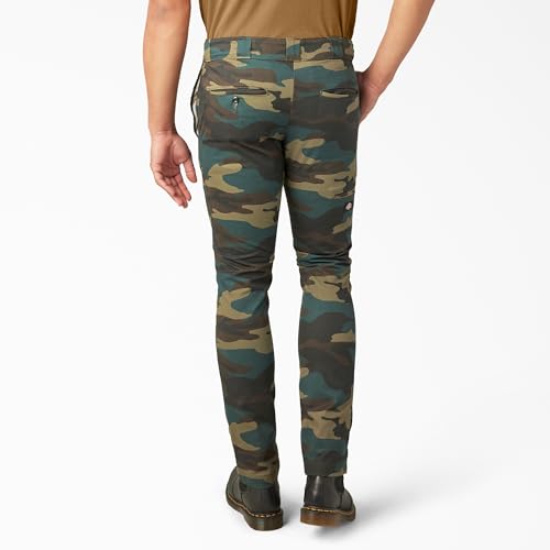 Dickies Skinny Fit Work Pants, Hunter Green CAMO, 32 30 - image 2