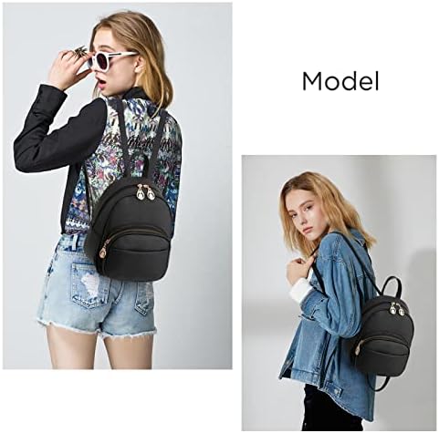 I IHAYNER Small Backpack for Teen Girl Vegan Leather Simple Multiple Zipper Pockets Mini Backpack Purse