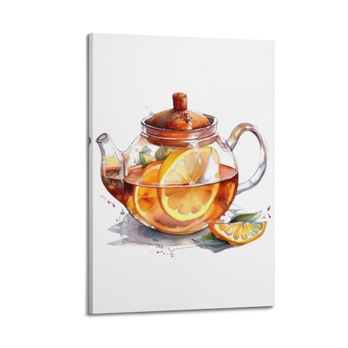 Affiche d'art moderne fruits et thé koanga toile déco 60 x 90 cm