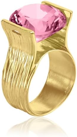 JEAN RACHEL JEWELRY 14K Gold Plated Sterling Silver Ring with 11.75 TCW Cubic Zirconia - Textured Band Vintage Design - Hypoallergenic, Lead & Nickel Free Jewelry Statement Rings for Women