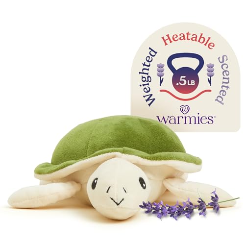 Image of warmies Junior Microwavable & Weighted Stuffed Animals, Turtle - Heated Stuffed Animal Plushie for Warmth & Comfort - Cute Soft Plush Toys for Adults & Children (Boys, Girls, Babies & Toddlers)