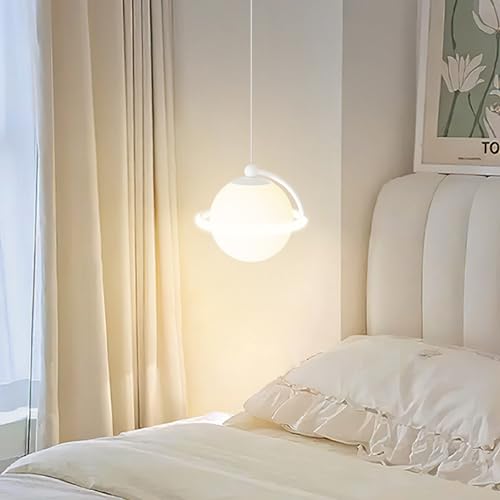 Lámpara colgante moderna de metal blanco y luz LED 4