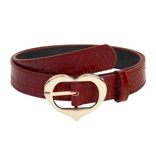 Eye Catching Waist Belt with Heart Buckle for Adult Personality PU Waist Belts for Women Coat Dress Adjustable Length3