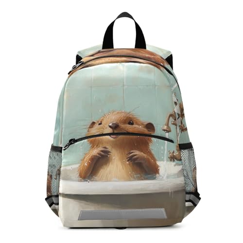 WDdZzyy Sweet Beaver - Mochila retro para bañera para niños, preescolar, con clip en el pecho, bolsa para libros de 2 años, mochilas para adolescentes y niñas
