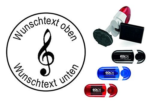 Geocachingstempel « NOTENSCHLÜSSEL » mit persönlichem Cachernamen/Nickname Name - Runder Stempel Geocaching Pocketstempel Logbuch