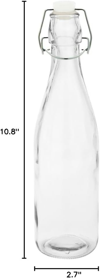 Restaurantware-17 Ounce Swing Top Glass Bottles, 10 Airtight Seal Glass Bottles With Swing Top Lids - Medium, Resealable, Clear Bottle, For Sodas, Kombuchas, Juices