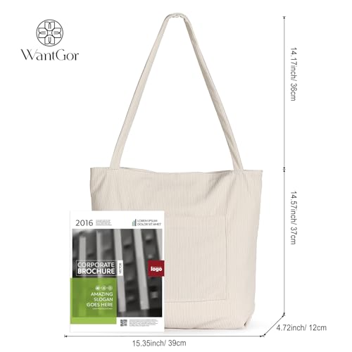 Image of WantGor Women Corduroy Tote Bag, Large Shoulder Hobo Bags Casual Handbags Big Capacity Shopping Work Bag