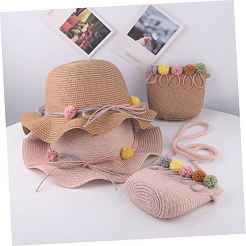 Girl Straw Hat and Bag for Girls Lightweight Beach Hat Excellent Uv for Activities and Outdoor Adventures Beige2
