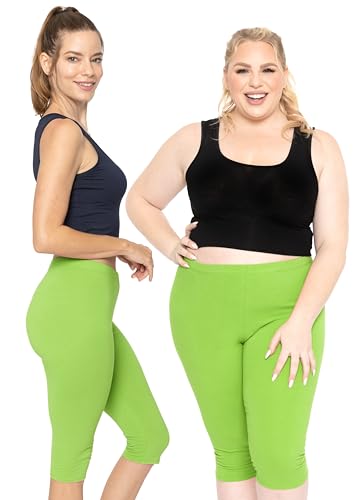 Image of STRETCH IS COMFORT Cotton Capri Leggings, Knee Length Pants, Plus Size | Soft pull-on comfort, lightweight summer feel, ankle option, casual layering, cotton leggings, black capris, under dresses
