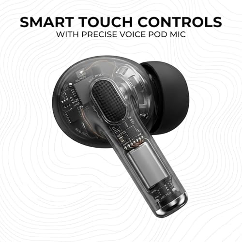 Image of Candytech AirShark, 35Hrs Battery, Fast Charge, IWP Tech, Low Latency, 2Mic ENx, Type-C Port, v5.3 Bluetooth Earbuds, TWS Ear Buds Wireless Earphones with mic(Jet Black)