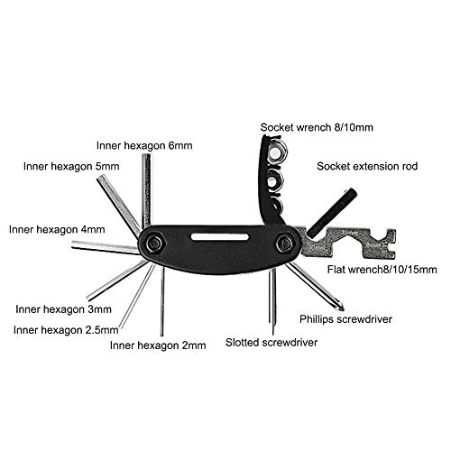 RuleaxAsi Kit de Ferramentas para Reparação de Pneus de Bicicleta 16 em 1 Kit de Ferramentas para Bi