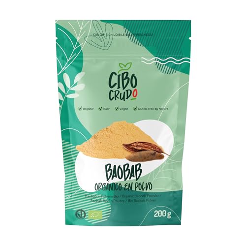 Baobab en Polvo Orgánico - 200g. Polvo de Baobab del Fruto del Árbol de la Vida o Adansonia. Contiene Proteínas Fibra Calcio Vitamina C y Hierro.