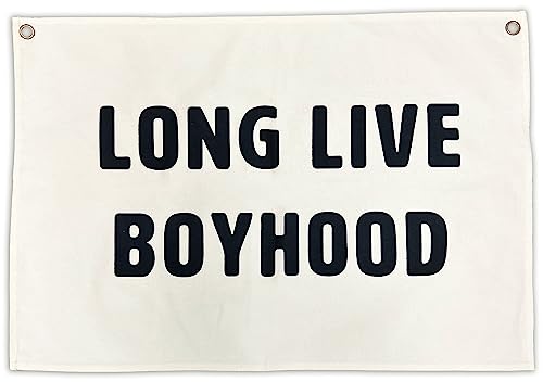 Image of Long Live Boyhood Banner Canvas 20 in x 30 in - Nursery Decor for Boys and Toddler Room Decor for Boys Wall Decor