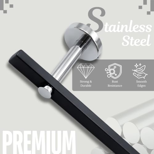 Image of GLOXY Premium Combo Pack of 2 Towel Rod for Bathroom - 24 Inch Wall Mount Rust Proof Stainless Steel Black Matte Finish Bathroom Rod for Clothes - Bathroom Fittings Accessory for Home & Hotels