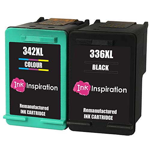 Ink Inspiration® 2 Cartuchos de Tinta Remanufacturados para HP 336 342 Photosmart 2570 2575 2710 8150 C3180 C4180 D5160 DeskJet 5440 6310 Officejet 6315 PSC 1510 | Alta Capacidad