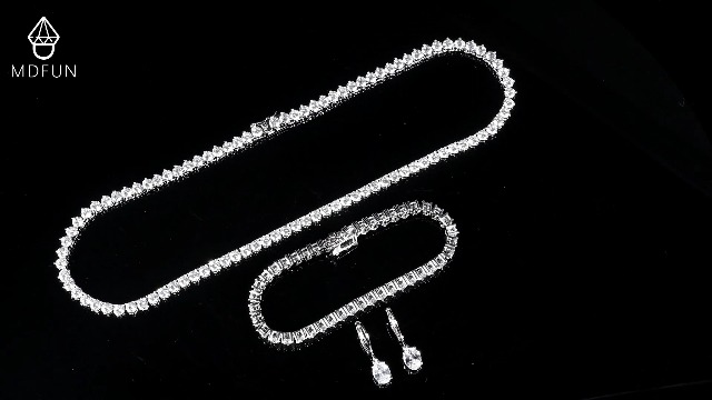 Amazon.com: MDFUN 4mm Tennis Necklace Bracelet Jewelry Sets | 18K