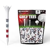SAPLIZE Professional Plastic Golf Tees, 50 Pack (3-1/4''), Engineered to Reduce Friction & Side Spin, Unique Golf Gifts for Golfers