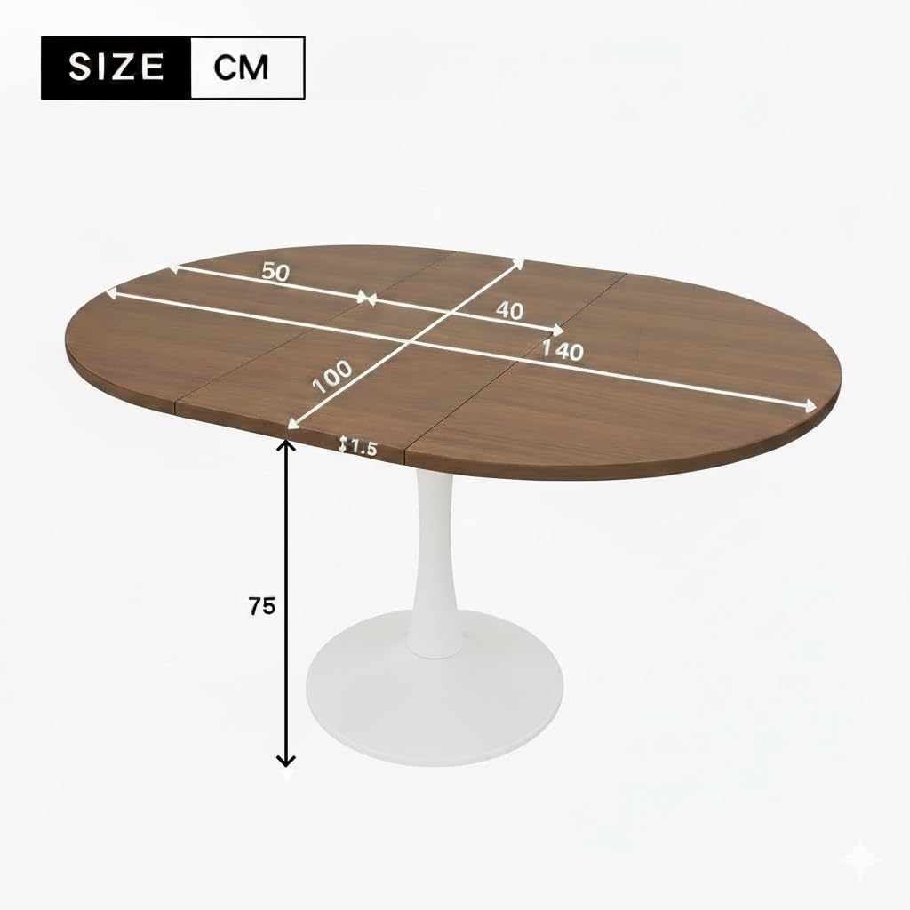 Nowoczesny rozkładany owalny stół do jadalni, okrągły drewniany stół z 1 przedłużeniem liścia, rozmiar 100/140 x 100 x 75 cm, idealny do jadalni, wykończenie drewna, elegancki design