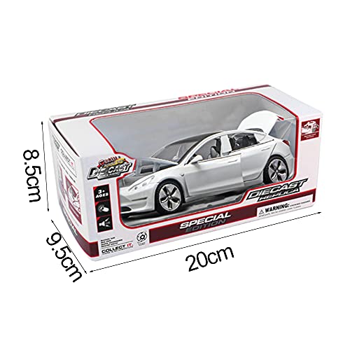 Model 3 Toy Car, 1:32 Zinc Alloy Diecast Car Toys For Kids, Pull Back Collectible Vehicle Toy Door Opening Scale Car Model With Sound And Light, Birthday Gift For Boys Girls 3+ Years Old #TOP5