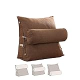 L/S Cojín de respaldo marrón con cojín cervical, cojín de lectura, sofá triangular, cojín de apoyo para la espalda con cojín cervical