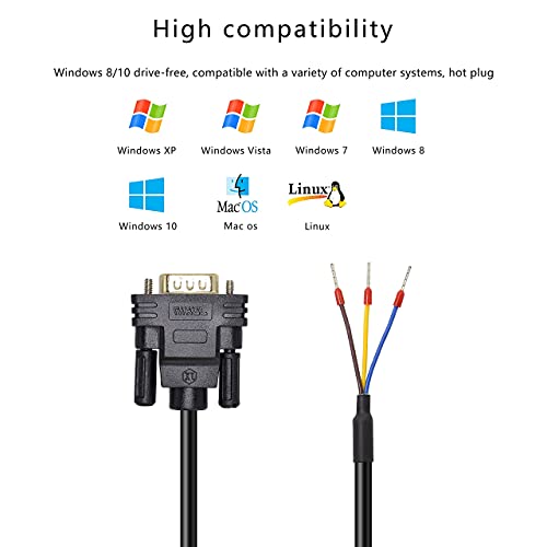 XMSJSIY DB9 Connector RS232 Serial Port Cable DB9 Adapters Solderless 9-Pin COM port Breakout Replacement Cable Order:235 (male) -1.5m/4.92Feet - Thumbnail 4