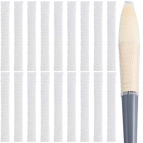 Image of GORGECRAFT 200Pcs Makeup Brush Pen Guard Protector Reusable Net Thread Spool Savers Expandable Mesh Cover Plastic Sewin Thread Netting Machine Embroidery Net for Sewing Eyeshadow Brush, White
