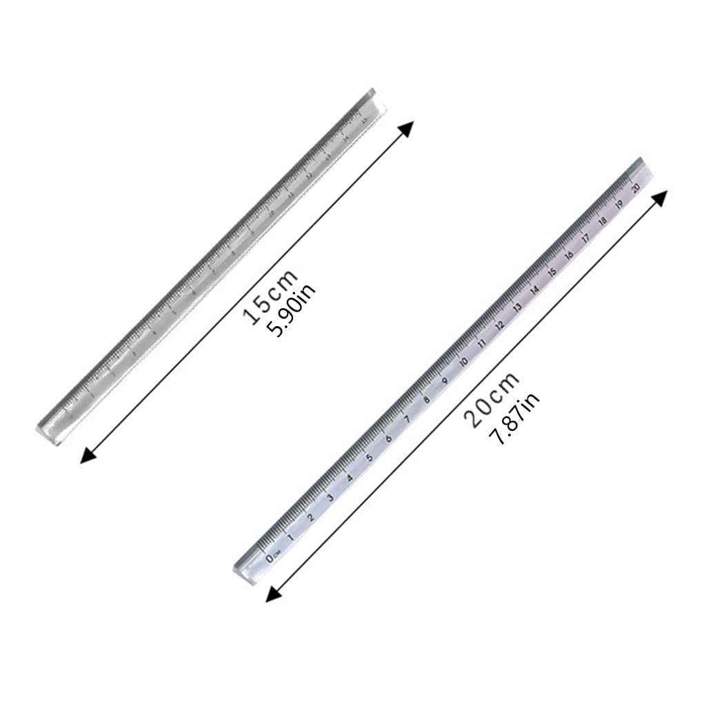 Borsa trasparente righello, righello dritto, in plastica, strumento di misurazione portatile, per cucire tessuto, lavorazione del legno, disegno 15 cm 20 cm, righello triangolare Zimmermann da 6