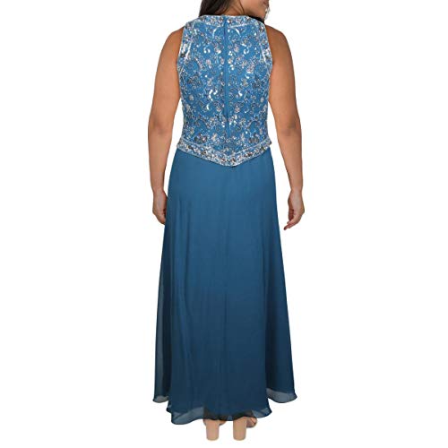Image of J Kara Womens Sleeveless Mock 2 Piece Beaded Bodice Flare Dress