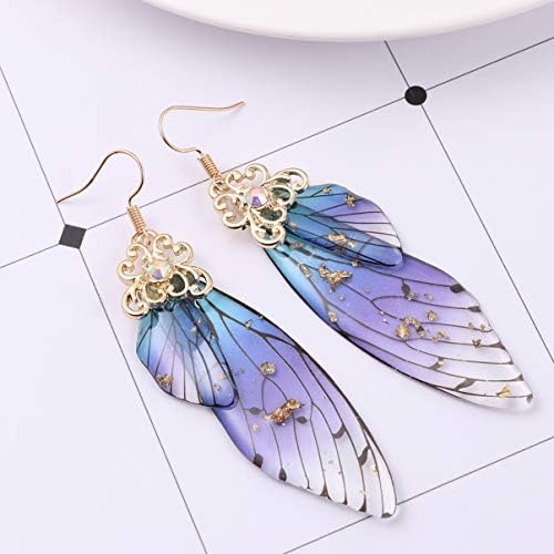 Holibanna 2 Pair Butterfly Wings Earrings Long Fairy Earrings Butterfly Bridal Drop Earrings Animal Ear Jewelry for Women Ladies
