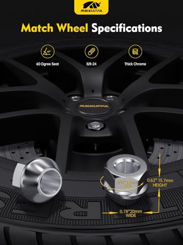 Image of MIKKUPPA 3 /8 inch-24 16PCS ATV Lug Nuts - Replacement for Polaris Magnum RZR Sportsman Xplorer Wheel, Chrome Open End 17mm Hex Conical Bulge Seat Tire Nuts