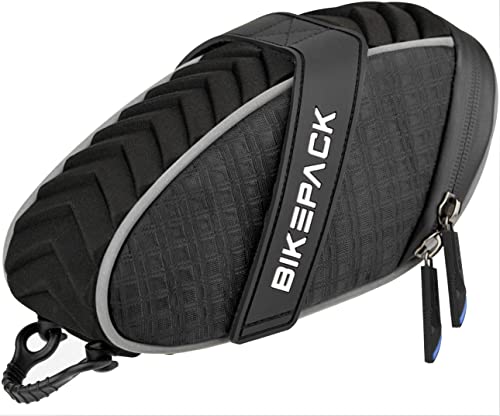 New Bike Saddle Bag Under Seat 3D Shell Bike Storage Bag, Waterproof Bike Bag For Bicycles With Rain Cover, Bicycle Accessories Mountain Bike Bag, Silver Reflective Strip Bike Pouch, Durable Bike Pack #TOP1