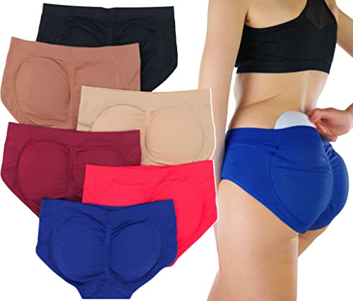 Tobeinstyle Women’s Pack Of 6 Enhancing Butt Boosting Padded Panty Briefs - Wild Berry Cream Assortment - One Size #TOP12