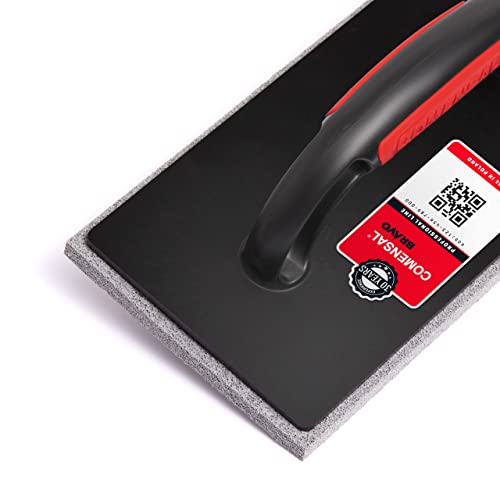 COMENSAL® Reibebrett Kunststoff Fugenkelle 280 x 140 mm - HARTGUMMISCHWAMM - Gummi-Glättkelle - Profi Fugbrett für Fliesenleger - Ergonomisch Griff - zum Ausfugen - Made in EU