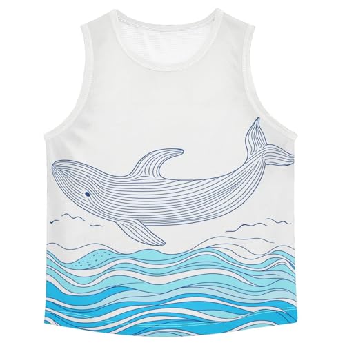 Boys Tank Top Shirts Cartoon Whale Sleeveless T-Shirts Crew Neck for Kids Clothing Children